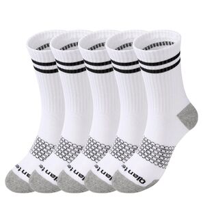 (Buy)White and Black Men's 5 Pack Crew Socks. (Get)Free 10 Pack Of Gray Socks.